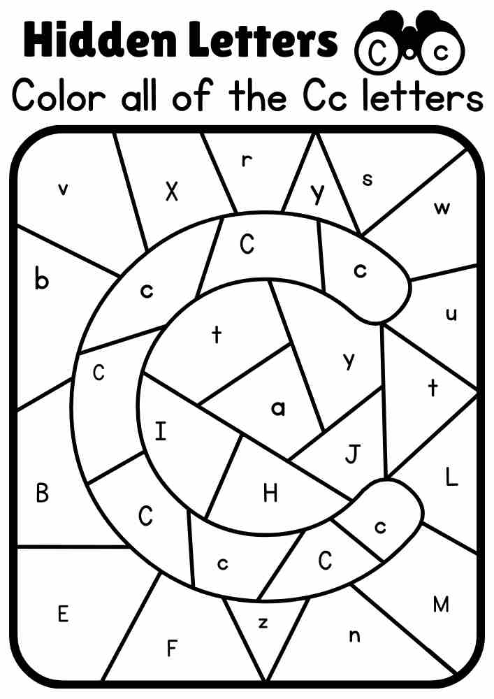 C Capital Letter Color all of the Cc letters and find the hidden letter Interactive Coloring Activity. Online Coloring Activity